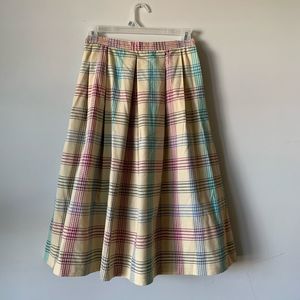 Vintage 60s 70s pleated plaid full skirt